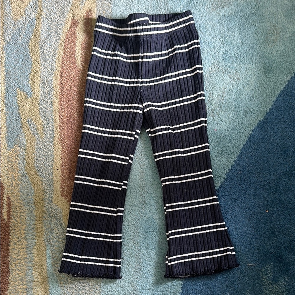 Striped Black and White Kids Casual Trousers